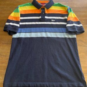 Tommy Hilfiger Premium Denim Mens Polo Knit Pique Multi Color Shirt Large Stripe